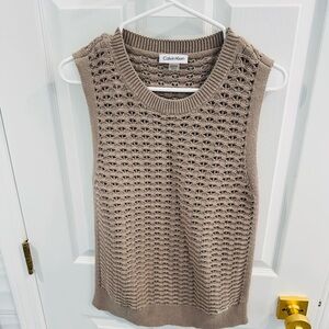 Calvin Klein Beige Open-Knit Sweater